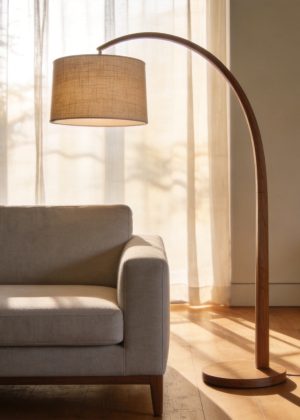 Arched Floor Lamp with Linen Shade