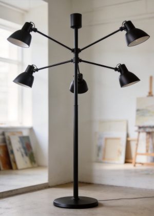 Corner Floor Lamp with Five Rotating Arms