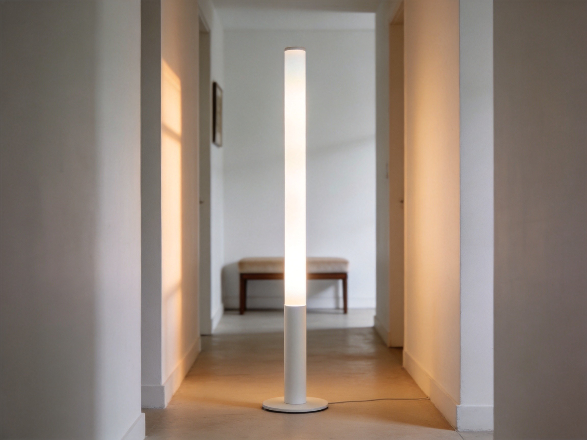Slim Cylinder Floor Lamp with Integrated Dimmer