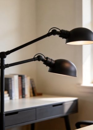 Industrial-Style Floor Lamp with Metal Cage Shade