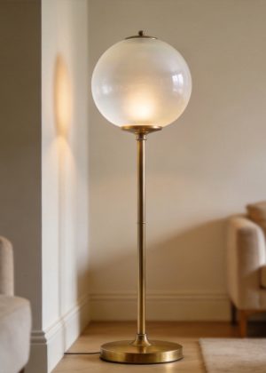 Globe Floor Lamp with Frosted Glass Shade